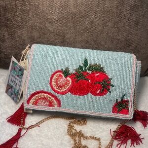 Beaded Tomato Clutch Bag